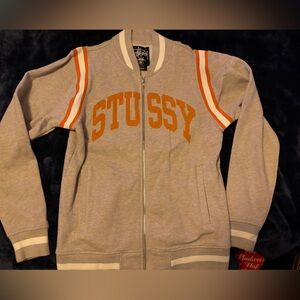 Vintage Stussy bomber jacket. Size Large. Grey and orange. Gently used